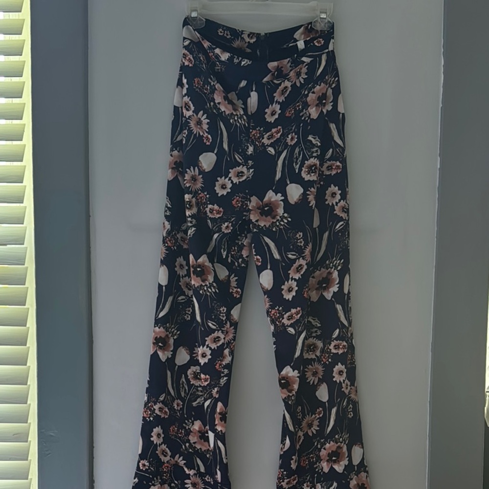 Leith Blue and Pink Wide Leg Jumpsuit with Floral Design